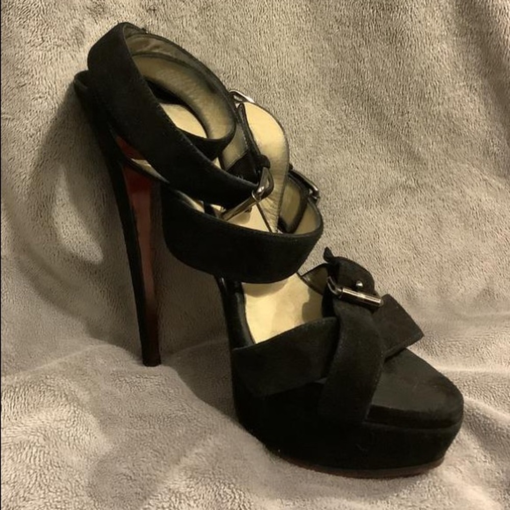 Christian Louboutin Black Suede Stilettos